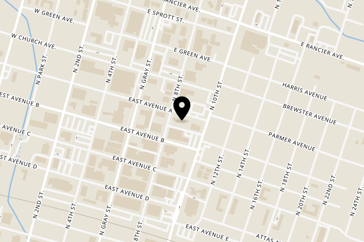 Map showing the location of Zodiac Bar & Grill on 516 N 8th St in Killeen